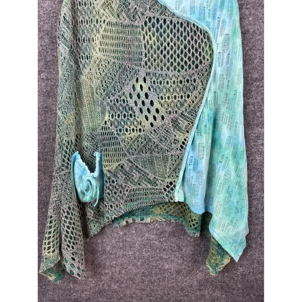 Lily by Firatoglu Tunic Tank Women XL Green Blue Excellent Crochet Sharkbite Hem - Picture 3 of 12